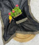 Black Color Partywear Net Fabric Saree