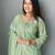 Green crape readymade kurti set with beads sequence work