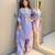 Lavender crape readymade kurti set with beads sequence work