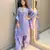 Lavender crape readymade kurti set with beads sequence work