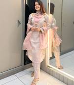 Rose roman shimmer readymade kurti set with designer handwork