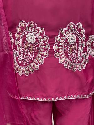 D magenta crape readymade salwar suit with embroidery  3