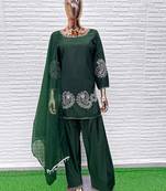 Dark green crape readymade salwar suit with embroidery work