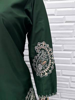 Dark green crape readymade salwar suit with embroidery  2