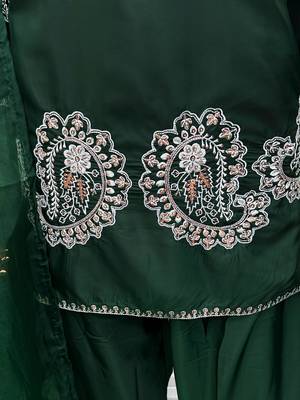 Dark green crape readymade salwar suit with embroidery  3