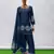 Navy-blue crape readymade salwar suit with embroidery work