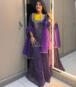 Purple roman shimmer palazzo suit 