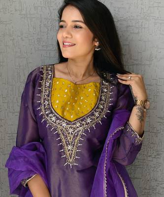 Purple roman shimmer palazzo suit  2