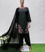 Black crape readymade salwar suit with embroidery & sequence work