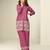 Magenta chinon silk readymade co-ords set with embroidery work