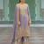 Lavender heavy chinon readymade plazzo suit with heavy embroidery work