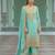 Sky-blue heavy chinon readymade plazzo suit with heavy embroidery work-Full stitched free size