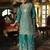 Sky-blue heavy chinon readymade plazzo suit with heavy embroidery work - Full stitched free size