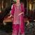 Rani-pink heavy chinon readymade plazzo suit with heavy embroidery work-Full stitched free size