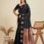 black paithani kanjivaram art silk saree with silver and gold zari weaving and running blouse piece