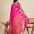 pink paithani kanjivaram art silk saree with silver and gold zari weaving and running blouse piece
