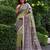 olive soft tussar art silk saree with madhubani print | traditional pallu & fancy tassels | running blouse piece