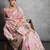 pink designer tussar art silk saree with elegant lotus print pallu & printed border