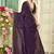 Purple color zircon work fendi satin silk saree