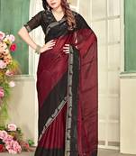 Maroon color zircon work fendi satin silk saree