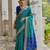 teal soft raw art silk pochampally ikat weaving saree with resham jal & zari border traditional saree with blouse