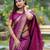 magenta banarasi raw art silk saree with zari lining weaving & rich zari pallu – with running blouse