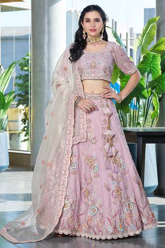 Lavender ZARKAN & Sequence Fendy Silk Lehenga