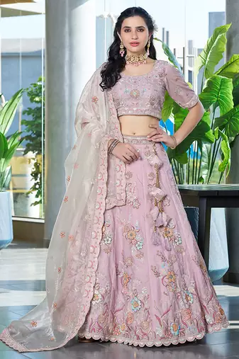 Lavender ZARKAN & Sequence Fendy Silk Lehenga