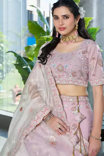 Lavender ZARKAN & Sequence Fendy Silk Lehenga