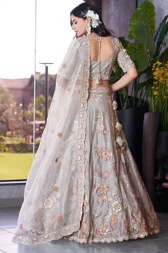 Grey ZARKAN & Sequence Fendy Silk Lehenga
