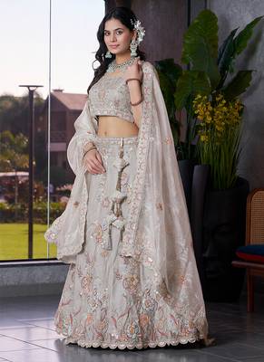Grey ZARKAN & Sequence Fendy Silk Lehenga 3