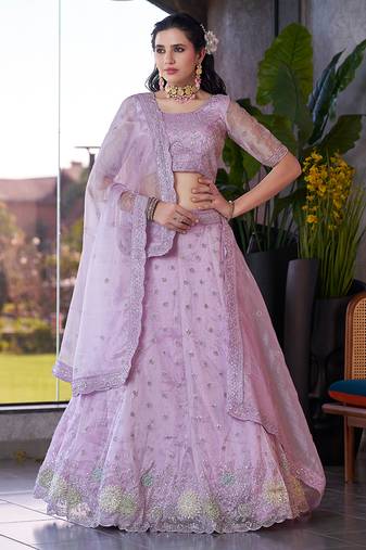 Lavender ZARKAN & Sequence Fendy Silk Lehenga