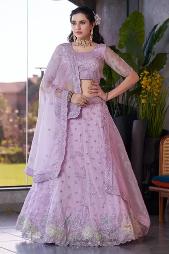 Lavender ZARKAN & Sequence Fendy Silk Lehenga