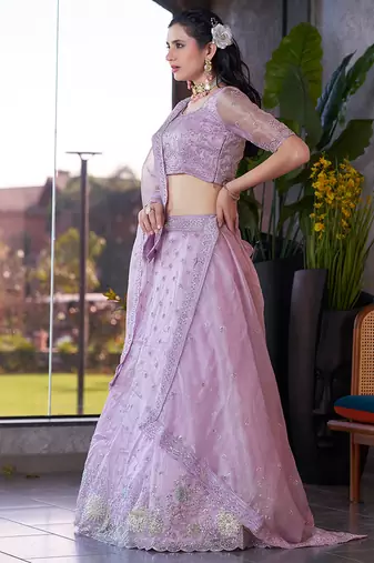 Lavender ZARKAN & Sequence Fendy Silk Lehenga