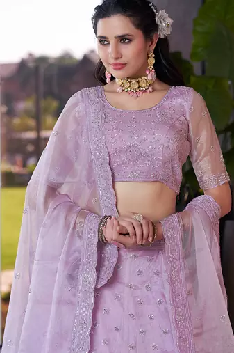 Lavender ZARKAN & Sequence Fendy Silk Lehenga