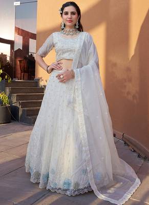White ZARKAN & Sequence Mousam Lehenga 1