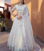 White ZARKAN & Sequence Mousam Lehenga