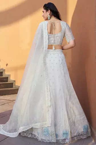 White ZARKAN & Sequence Mousam Lehenga