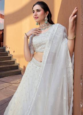 White ZARKAN & Sequence Mousam Lehenga 4