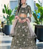 Mehendi Green ZARKAN & Sequence Silk Lehenga