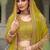Lemon Yellow Heavy can-can flair & diamond work lehenga choli with dupatta
