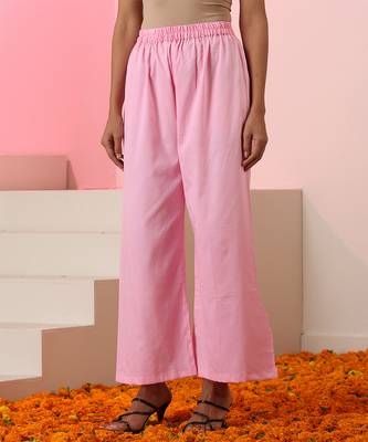 Pink plain cotton kurta set 2