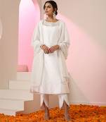 White plain chanderi kurta set