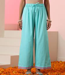 Blue embroidered cotton kurta set