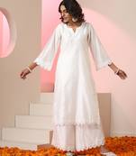 White plain chanderi kurta set
