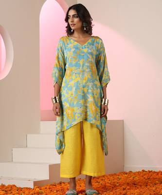 Multicolour printed crepe kaftan 1