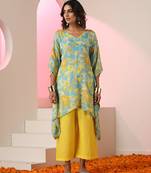 Multicolour printed crepe kaftan