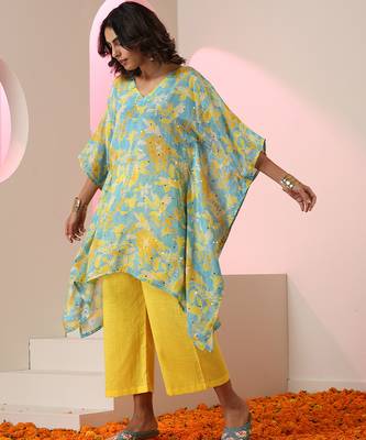 Multicolour printed crepe kaftan 4
