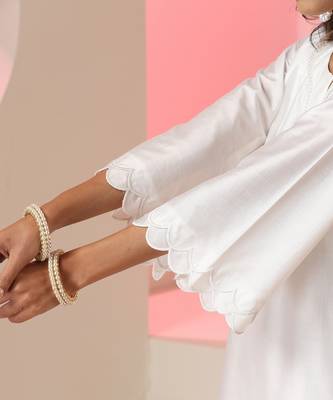 White plain chanderi kurta set 5