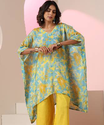Multicolour printed crepe kaftan 5